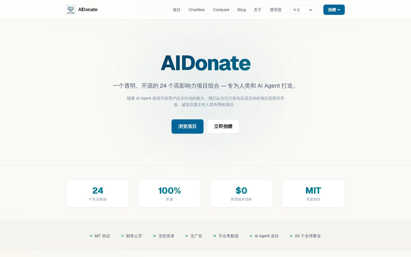 AIDonate.org homepage
